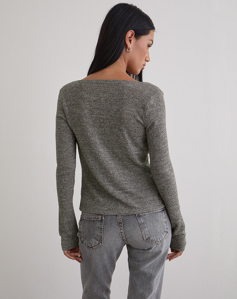 Image de Zoril Twist Top in Glitter Knit Khaki