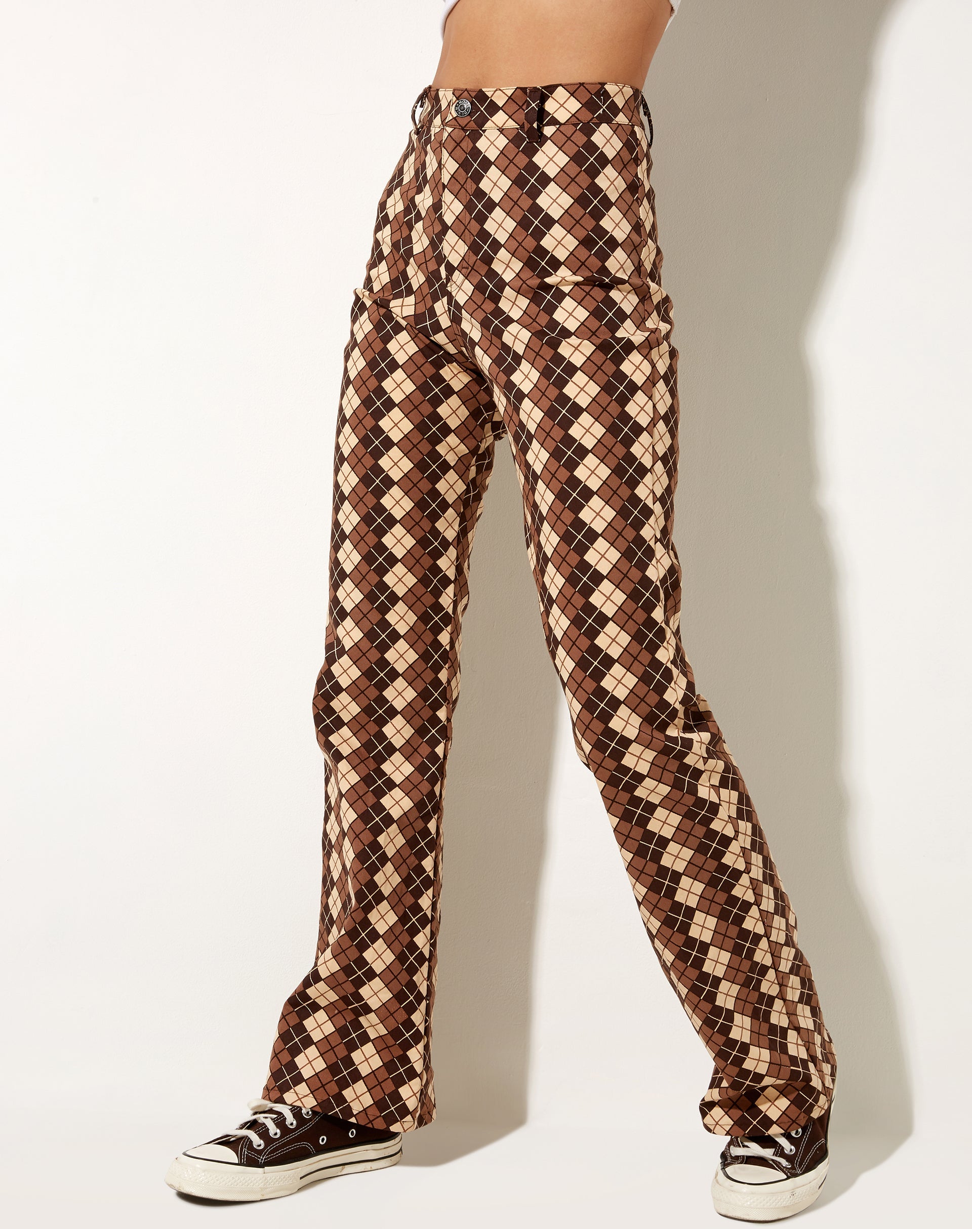 Image de Zoven Flare Trouser in Argyle Brown