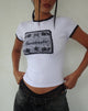 Image de Zyzy Baby Tee en blanc avec imprimé Heartbreaker