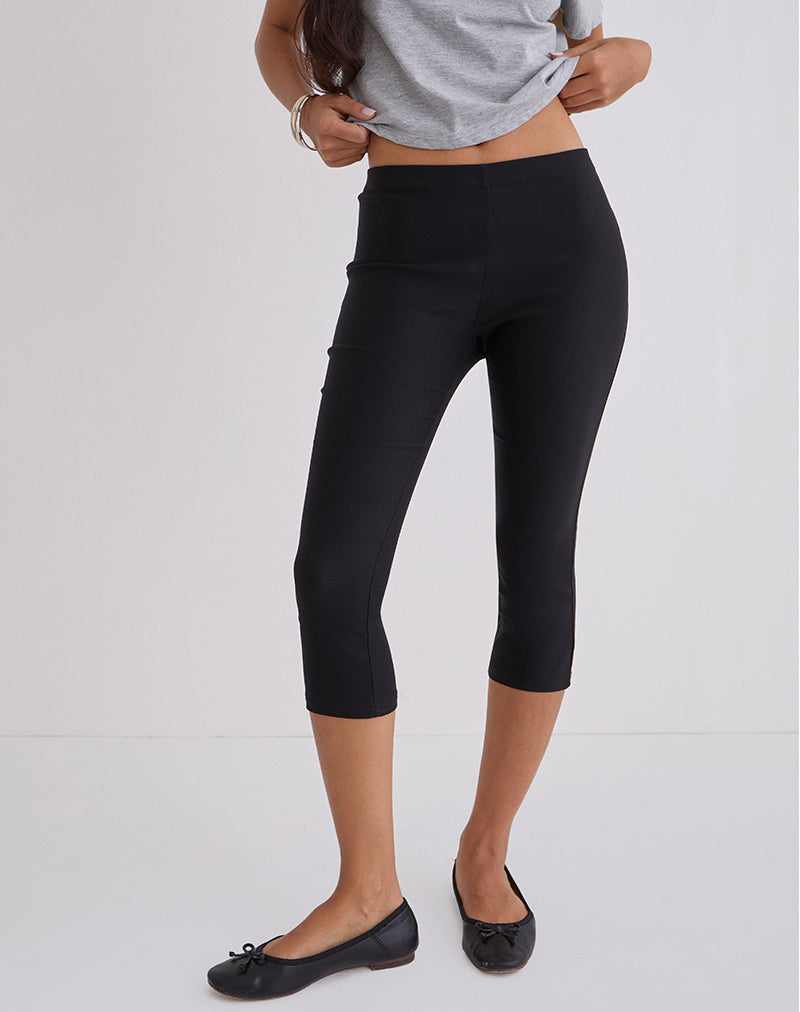 Asla - Pantalon capri court en tailleur extensible - Noir