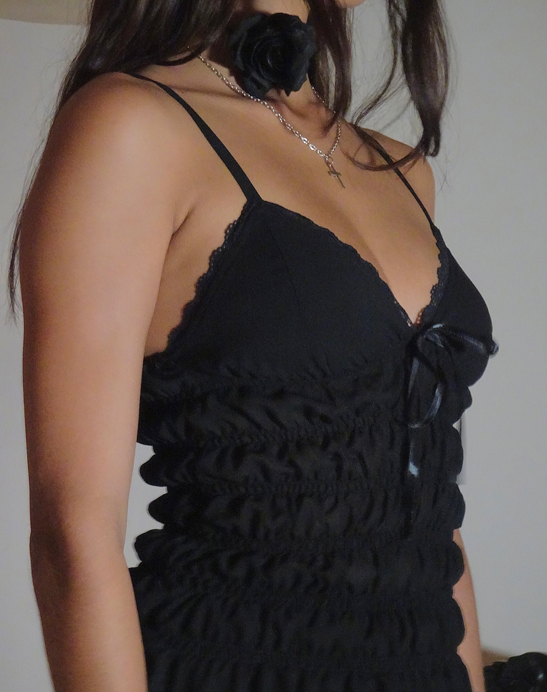 Image de Axely Mini robe froncée en mousseline Noir