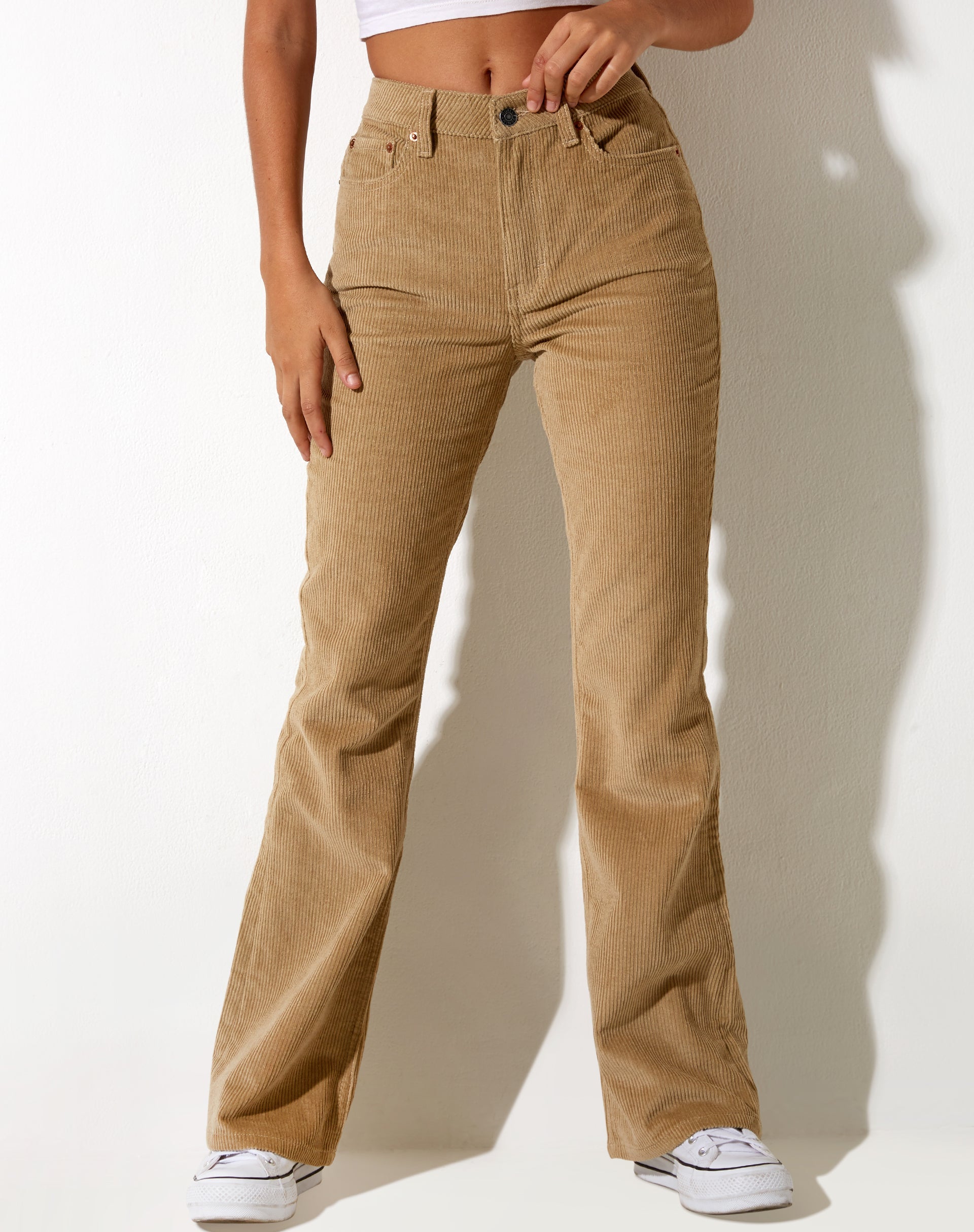 Image de Bootleg Jeans in Cord Sand