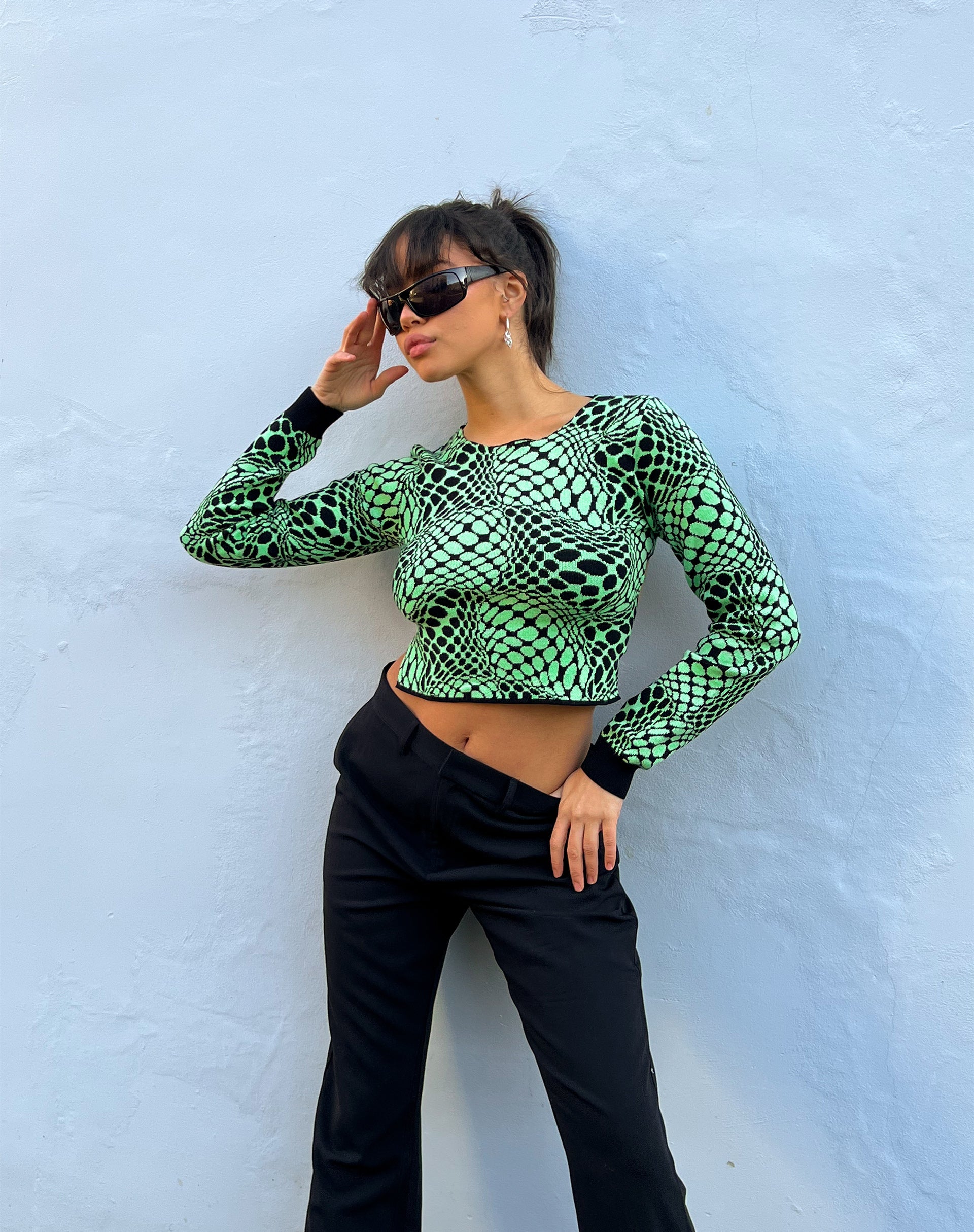Image de Youta Crop Top in Geo Polka Arcadian Green