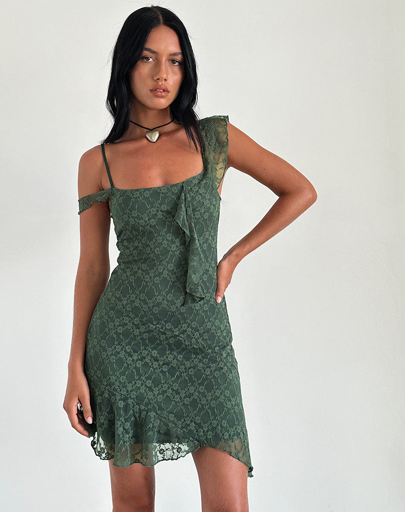 Image of Jati Mini Dress in Sage Canina Rose Lace