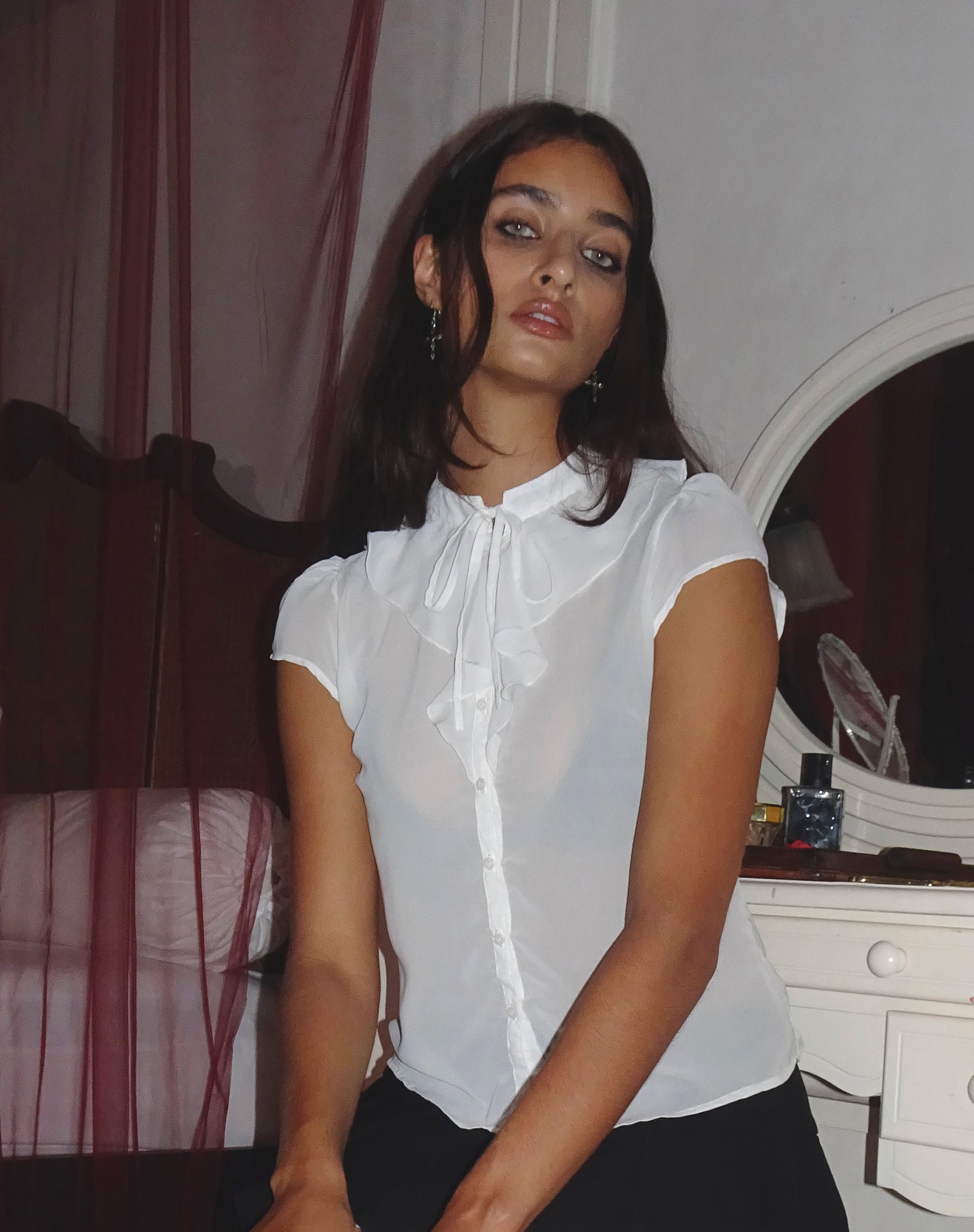 Image de la blouse Lada en mousseline blanche