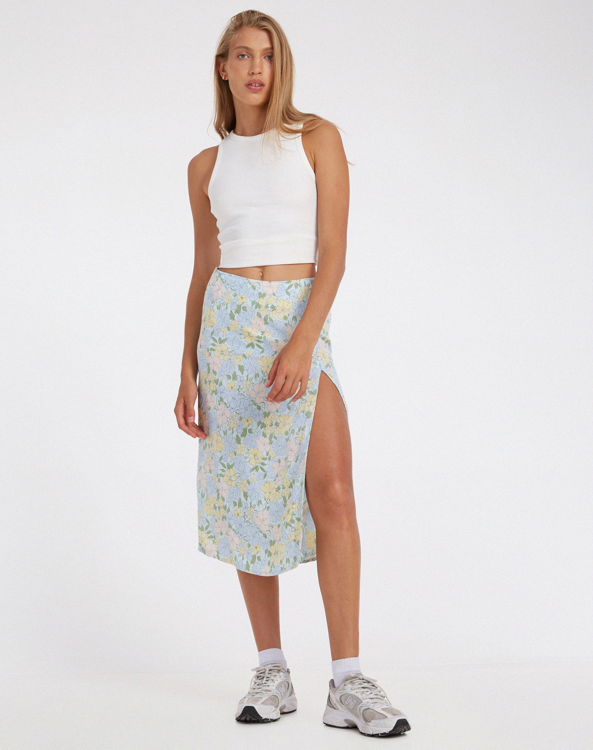 Jupe midi Seko, florale pastel délavée