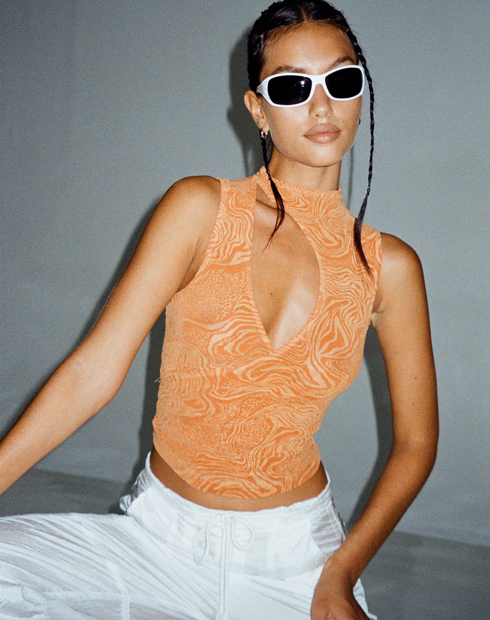 image de Herti Top en Mixed Animal Flock Orange