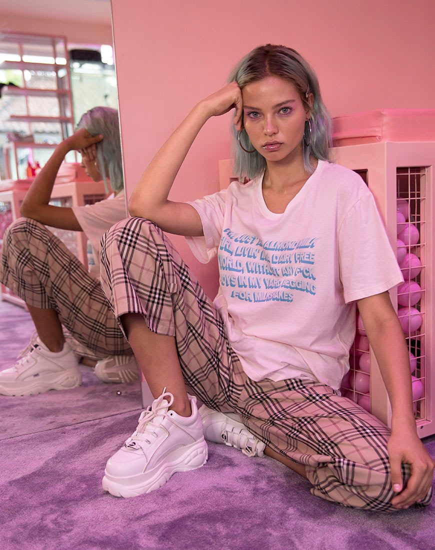Image of Oversize Basic Tee in Soft Pink with Almond Milk Girl Text X Top Girl