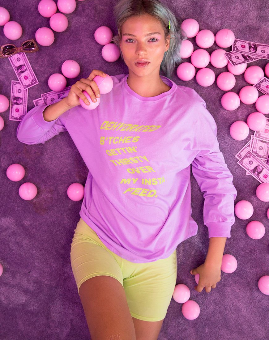 T-shirt à manches longues Lottie en lilas avec texte Instafeed X Top Girl