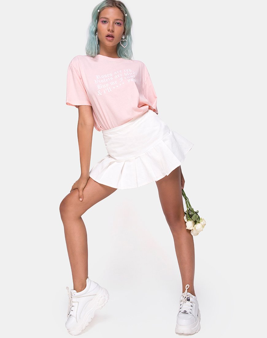 Image of Oversize Basic Tee in Pink with Roses are Red Text X Top Girl