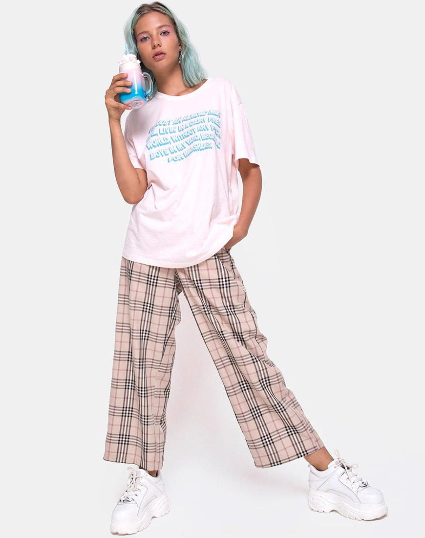 Image of Oversize Basic Tee in Soft Pink with Almond Milk Girl Text X Top Girl