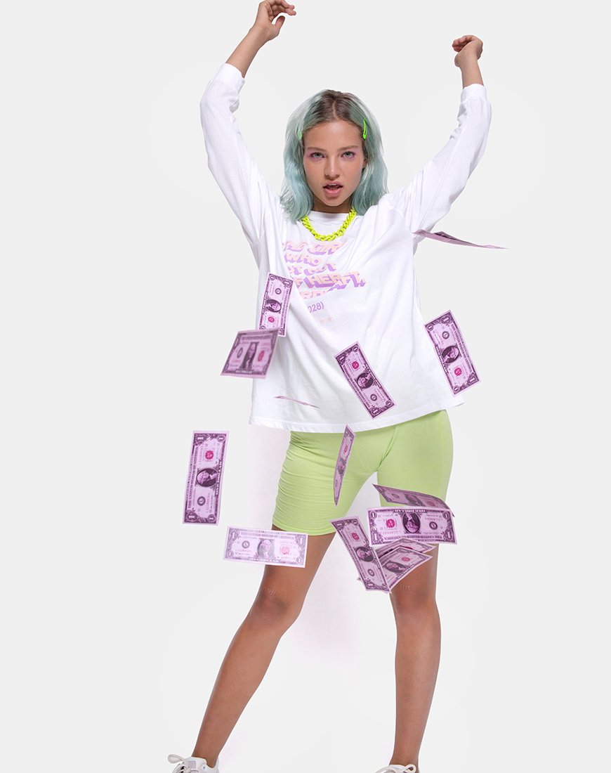 Image of Lottie Longsleeve Tee in White with Overdraft Text X Top Girl