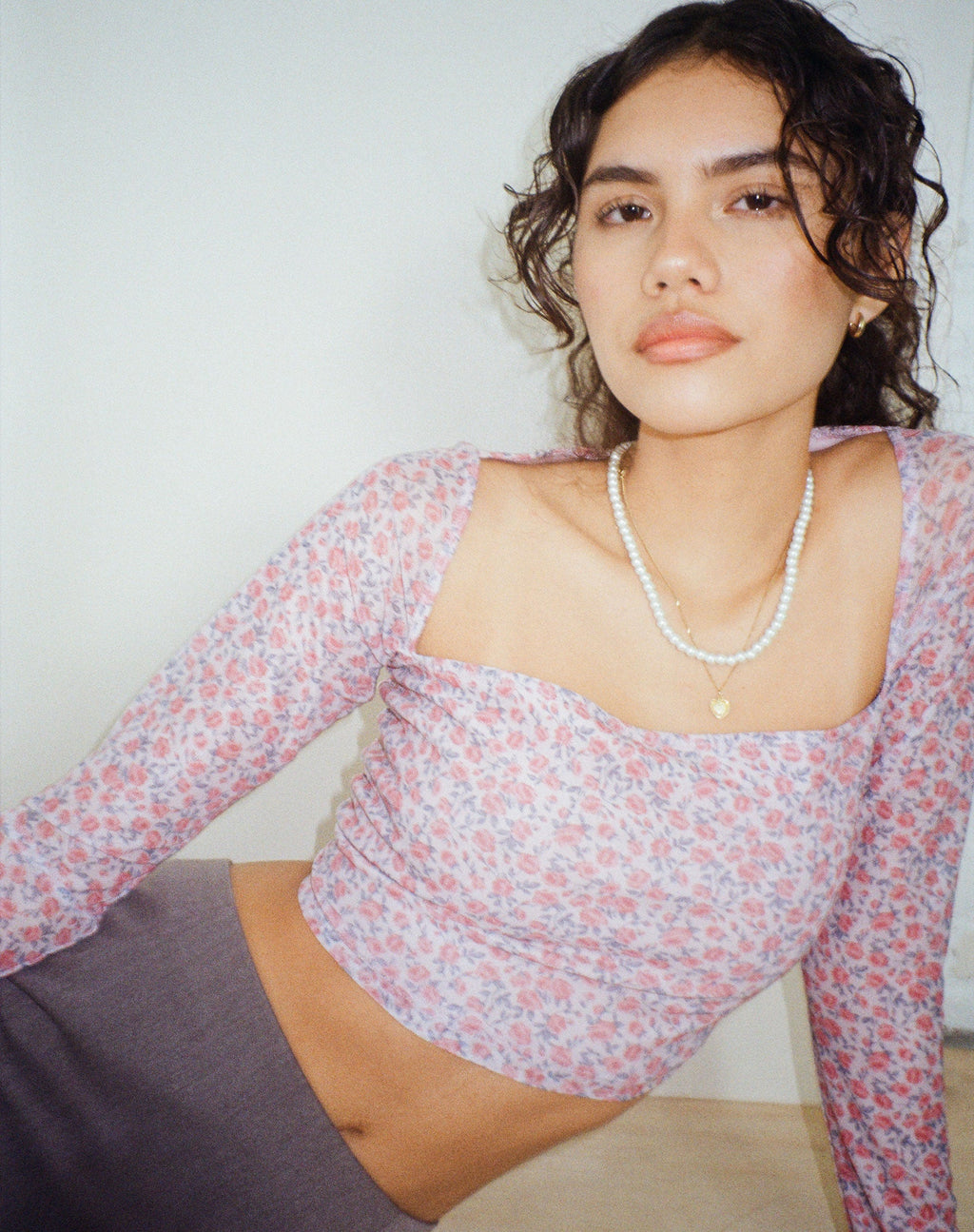 Kalisha Long Sleeve Top in Spring Rose Dusty Pink
