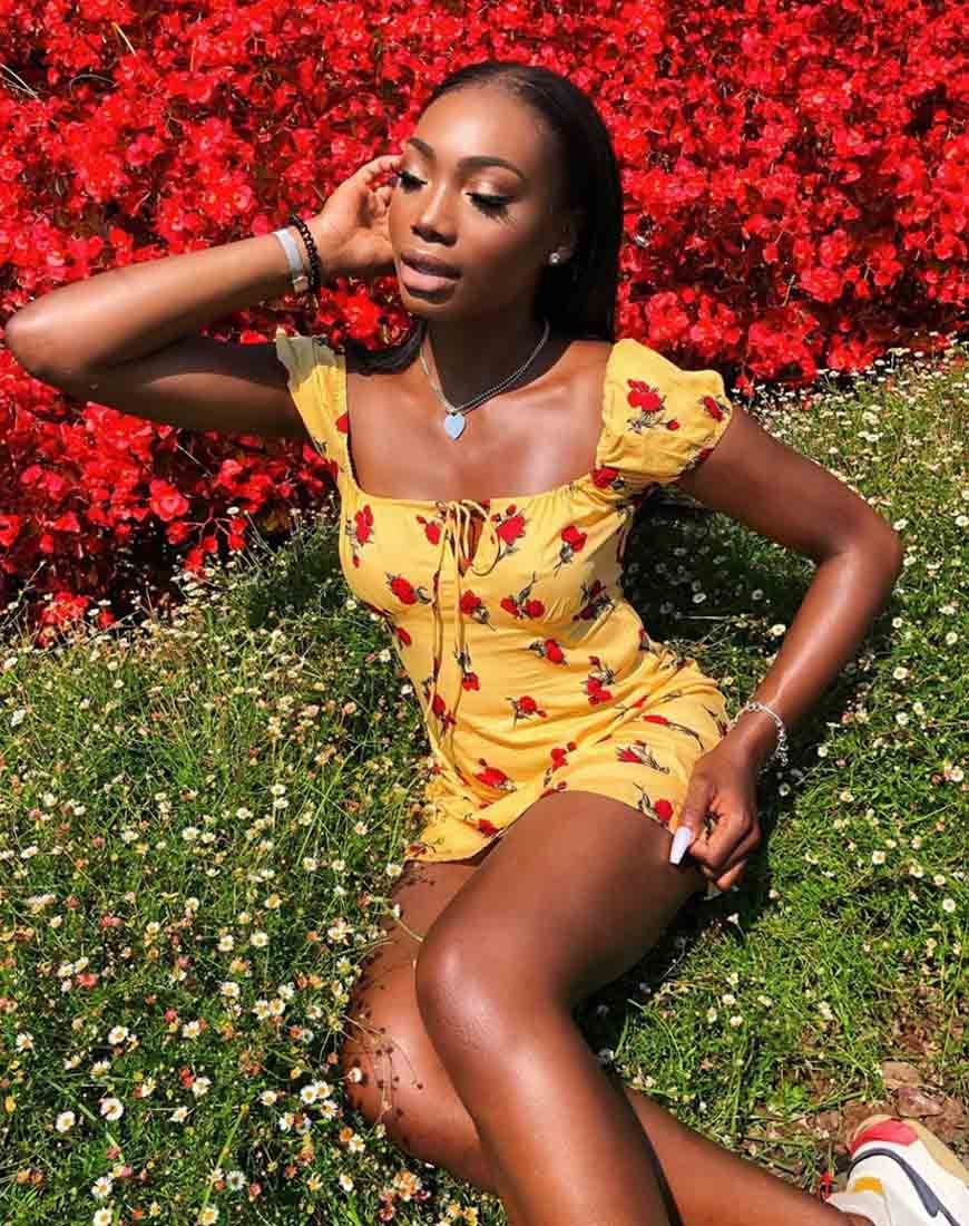 Mini robe Gaval, Falling Rose Yellow
