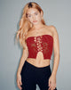 image de Claryn Crop Top in Red Flock Mesh