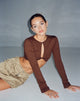 image de Zen Long Sleeve Cut Out Top in Chocolate