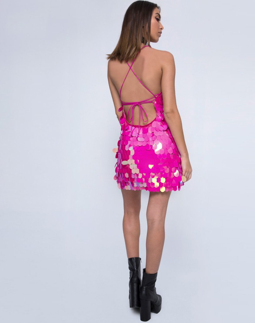 Robe Shine en paillettes déchirées Fuschia Shine