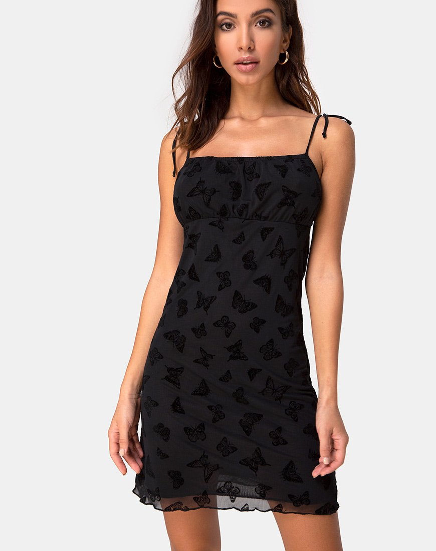 Robe Kaline en flocage papillon noir