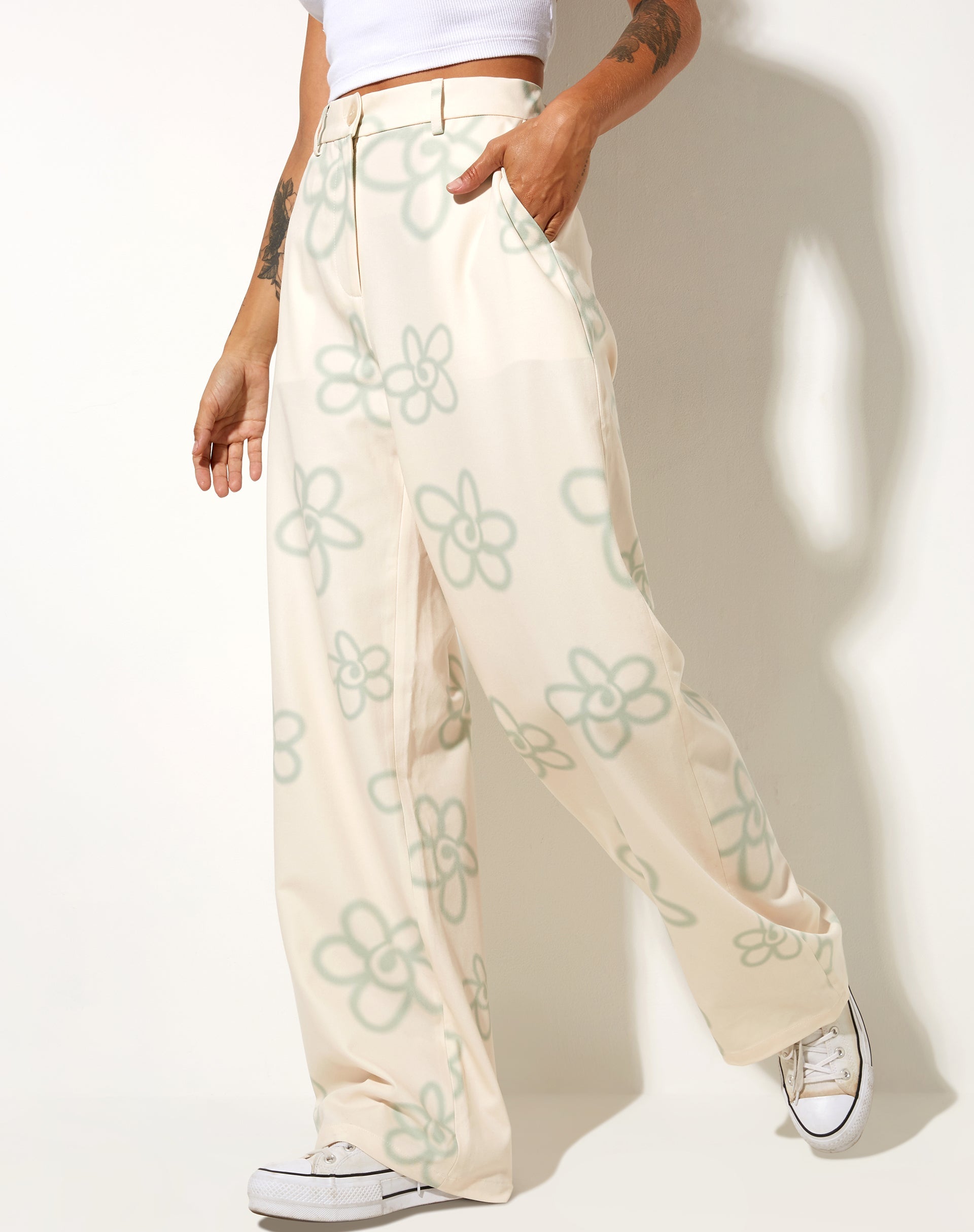 Image de Abba Trouser in Tailoring Graffiti Flower Cream