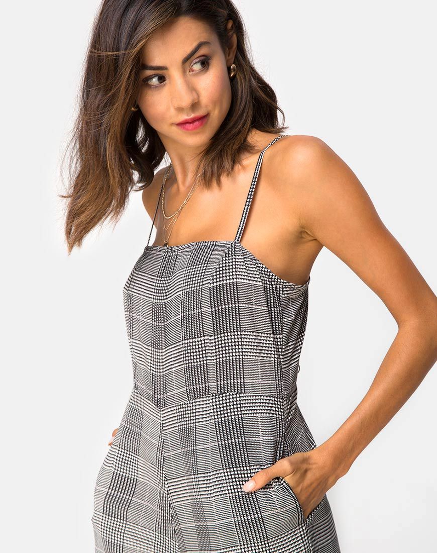 Image de Achem Culotte Jumpsuit in Charles Check Grey