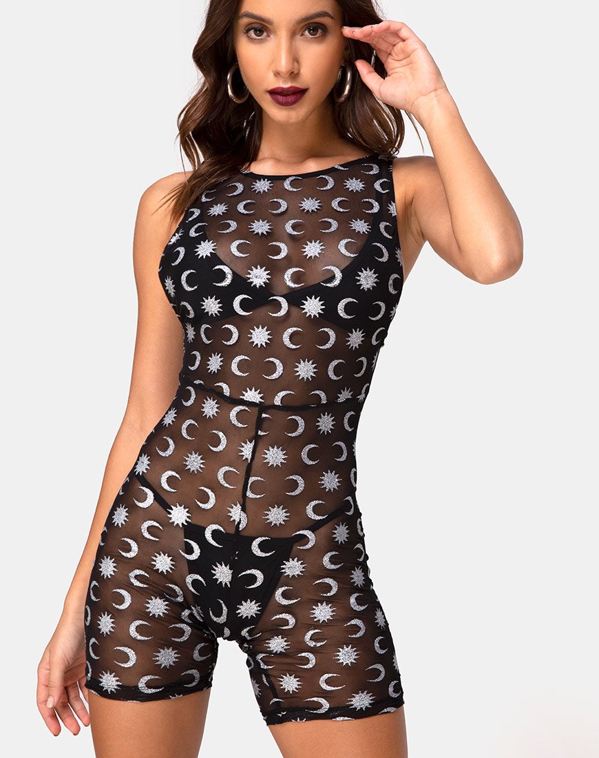 Combinaison Acro en noir Over the Moon avec paillettes