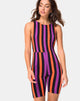 Image de l'Acro Unitard à rayures violet et orange