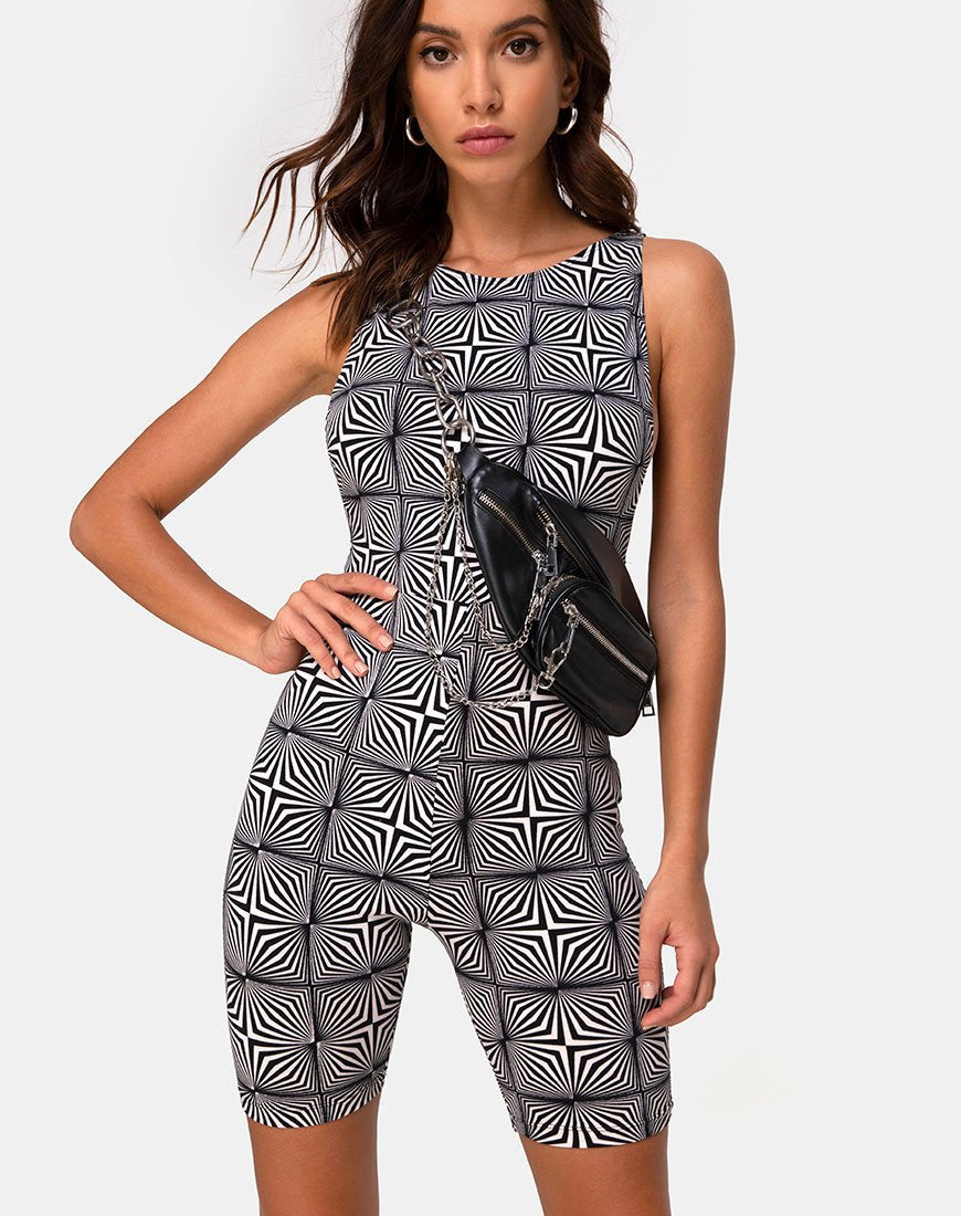 Image de l'Acro Unitard en Sypro noir et blanc
