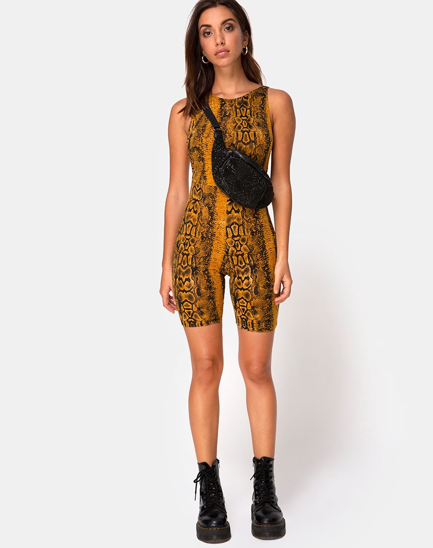 Image de l'Acro Unitard en Snake Mustard