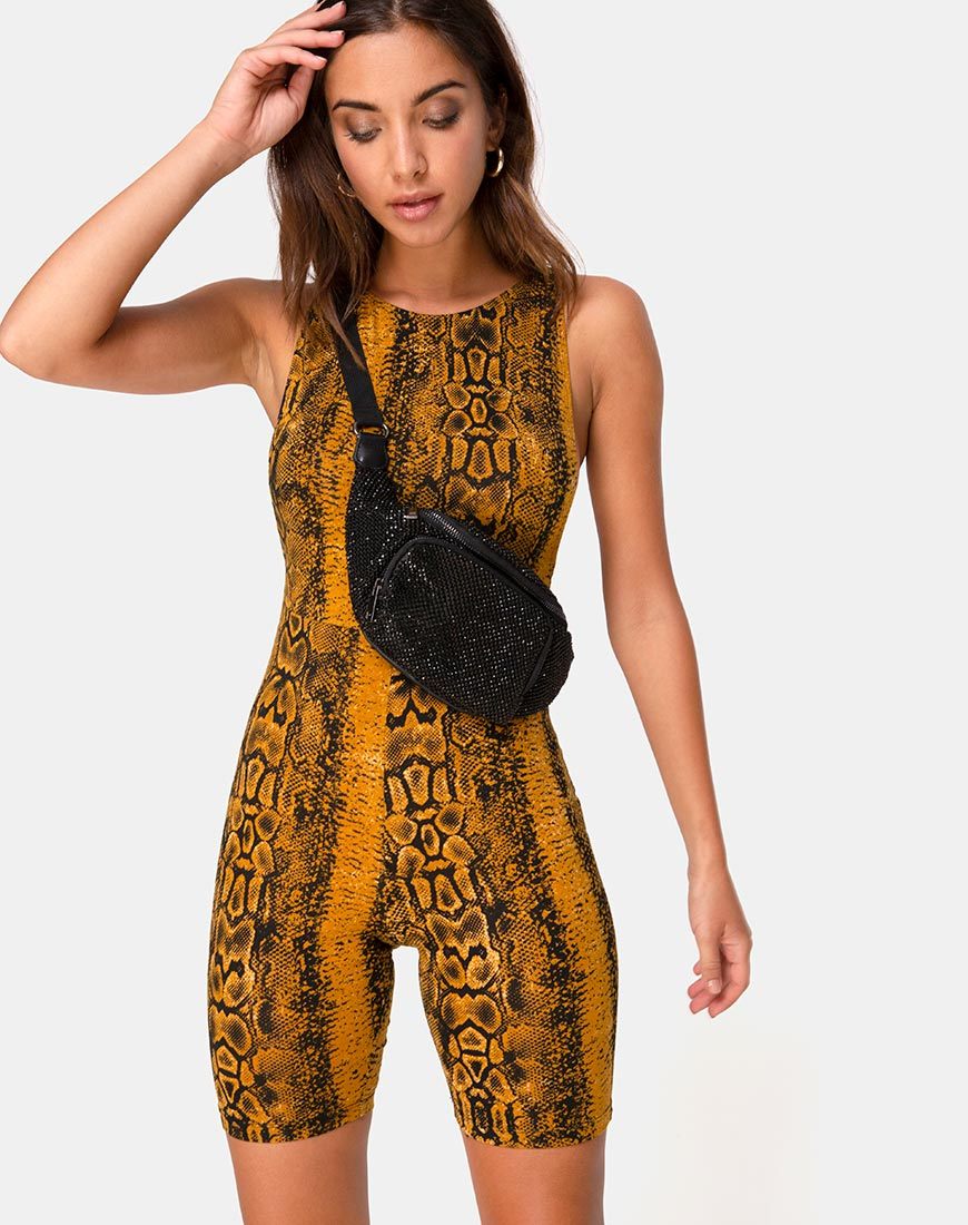 Acro Unitard en Snake Mustard