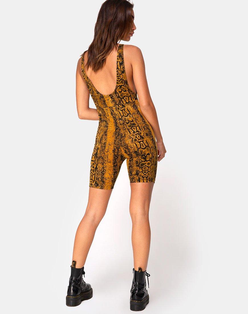 Image de l'Acro Unitard en Snake Mustard