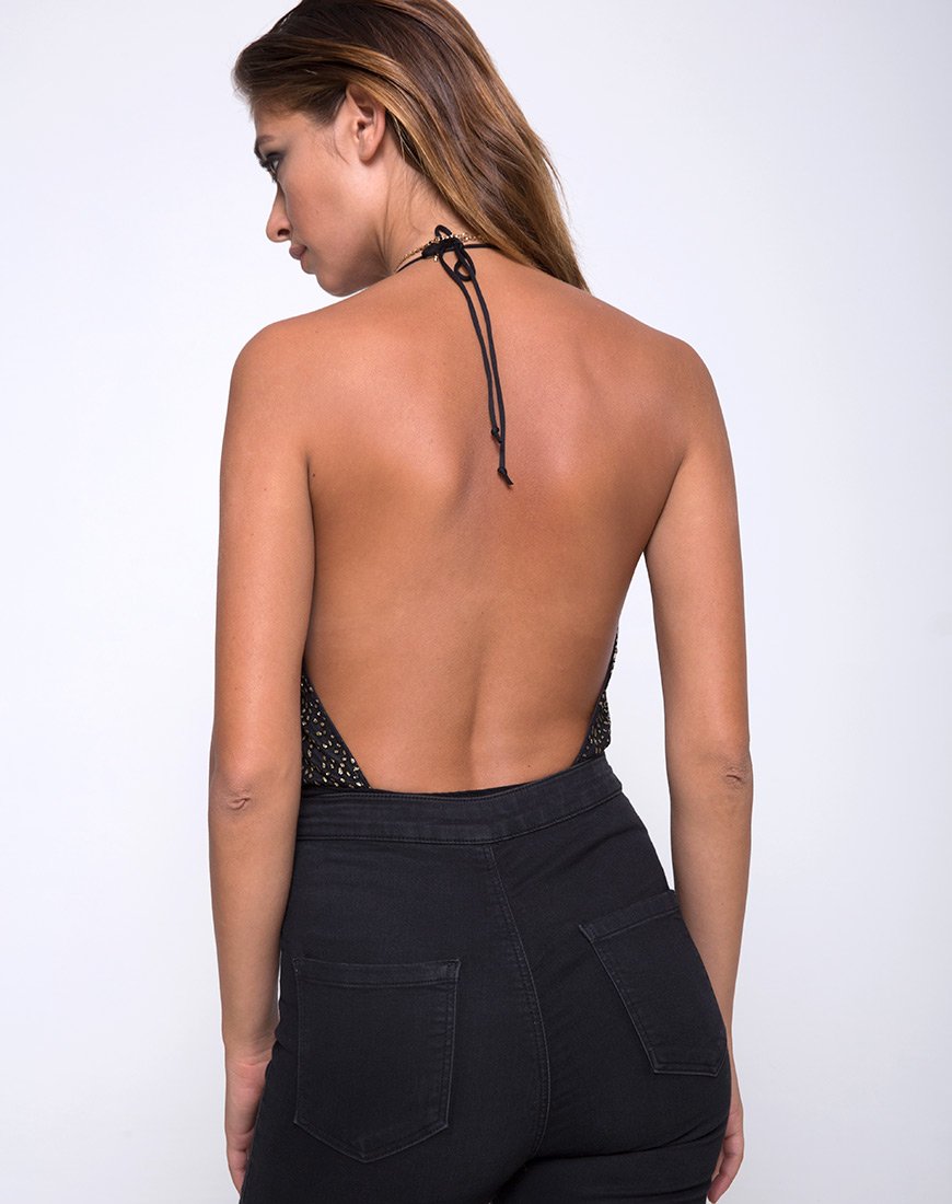 Image de Adela Bodice in Glitter Net Animal Black