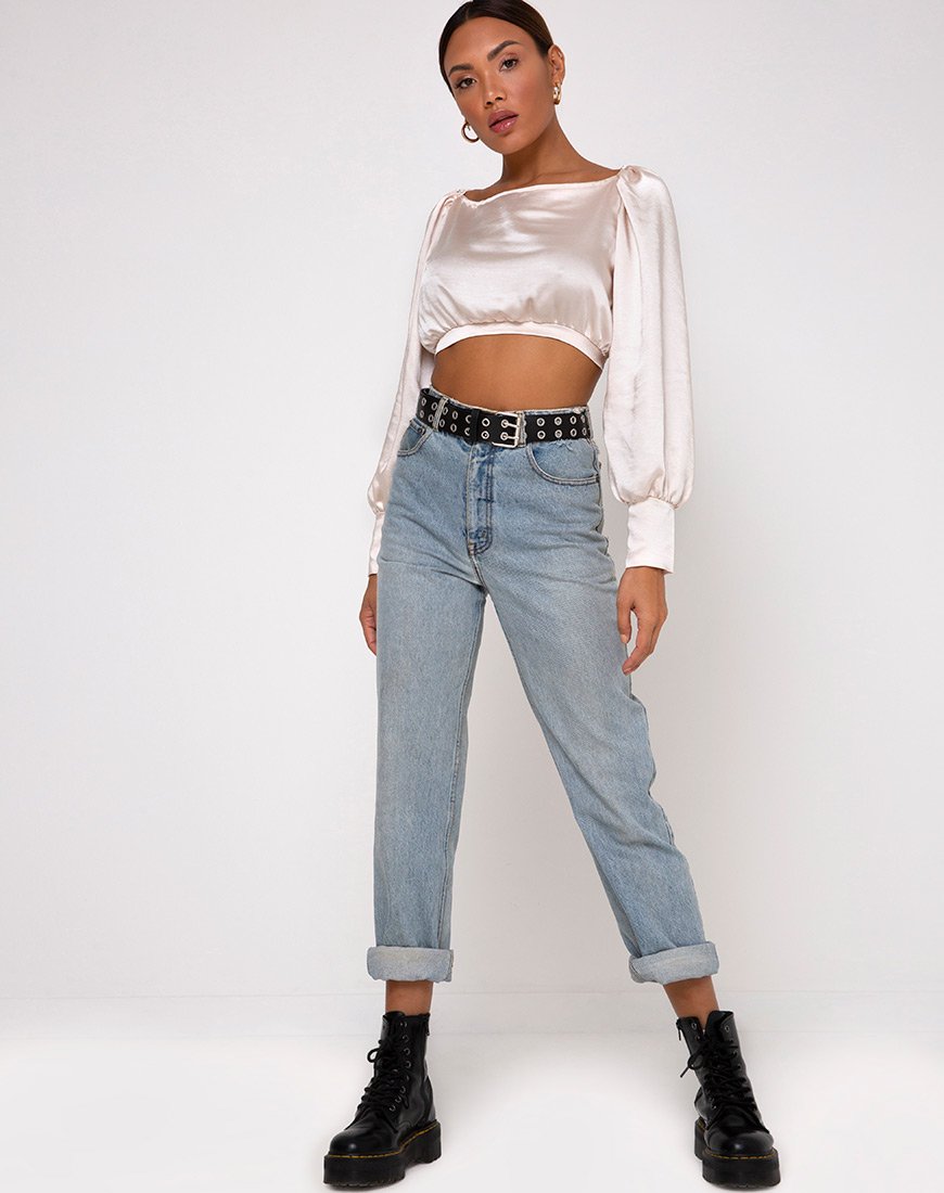 Image de Adoria Crop Top in Satin Ivory