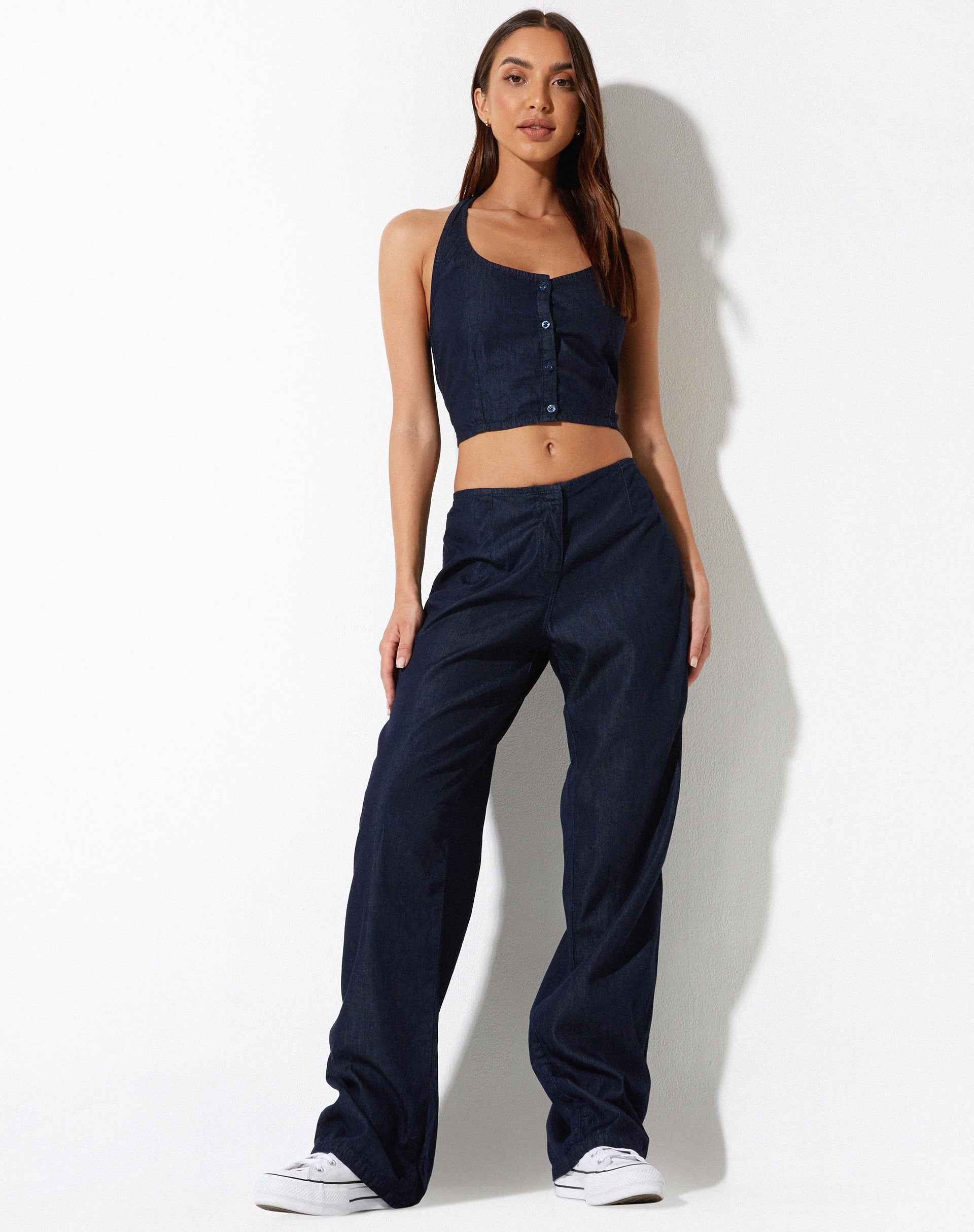 image de Aegir Crop Top in Denim Blue Chambray