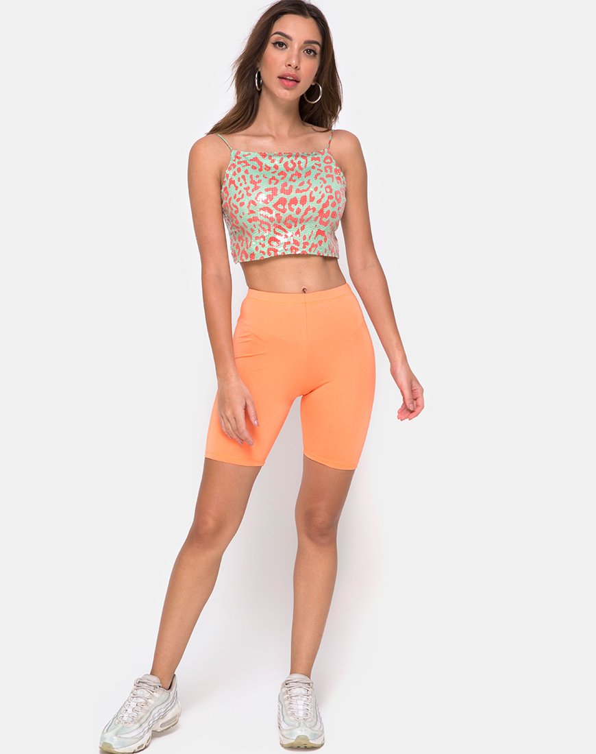 Image de Ahena Crop Top in Fluro Leopard with Clear Sequin