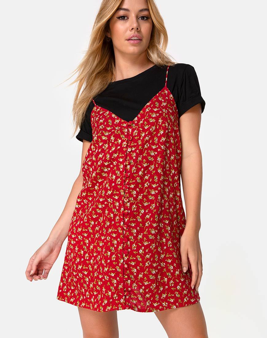 Image of Akina Dress in Falling For You Floral Red