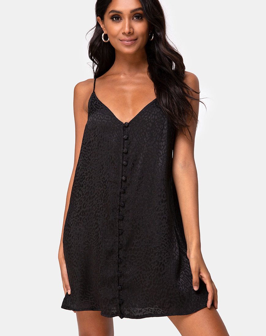 Robe Akina en satin noir Guépard