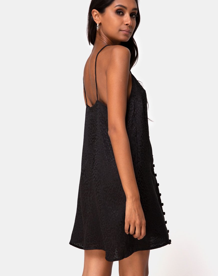 Robe Akina en satin noir Guépard