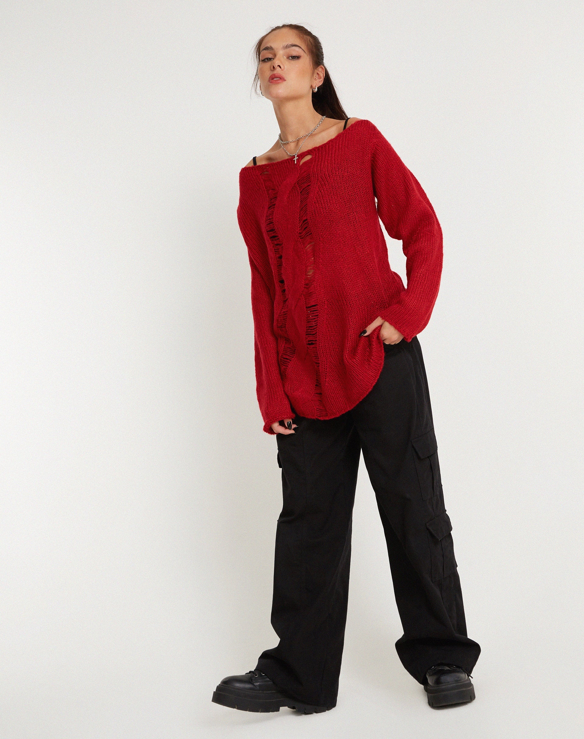 Image de Akohara Laddered Knitted Top in Molten Lava