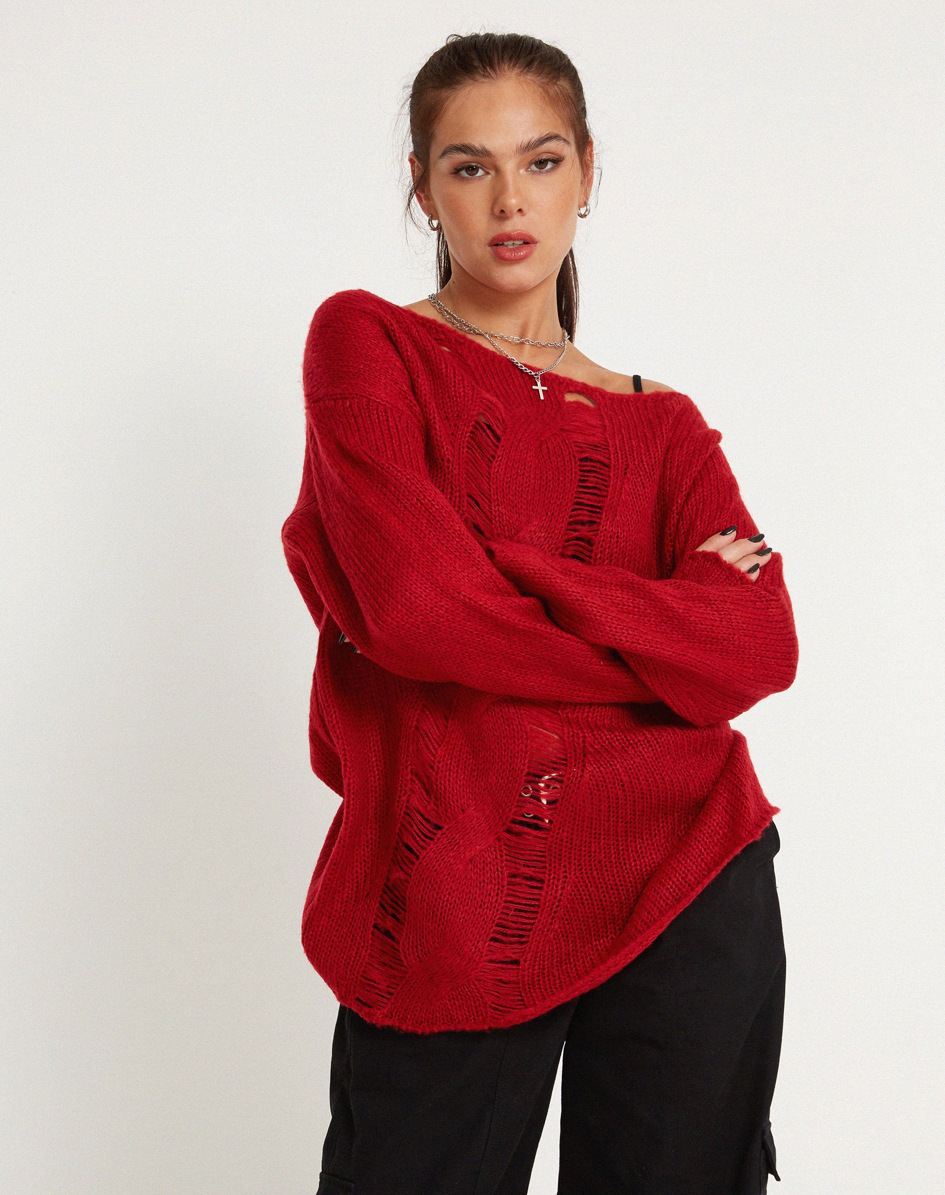 Image de Akohara Laddered Knitted Top in Molten Lava