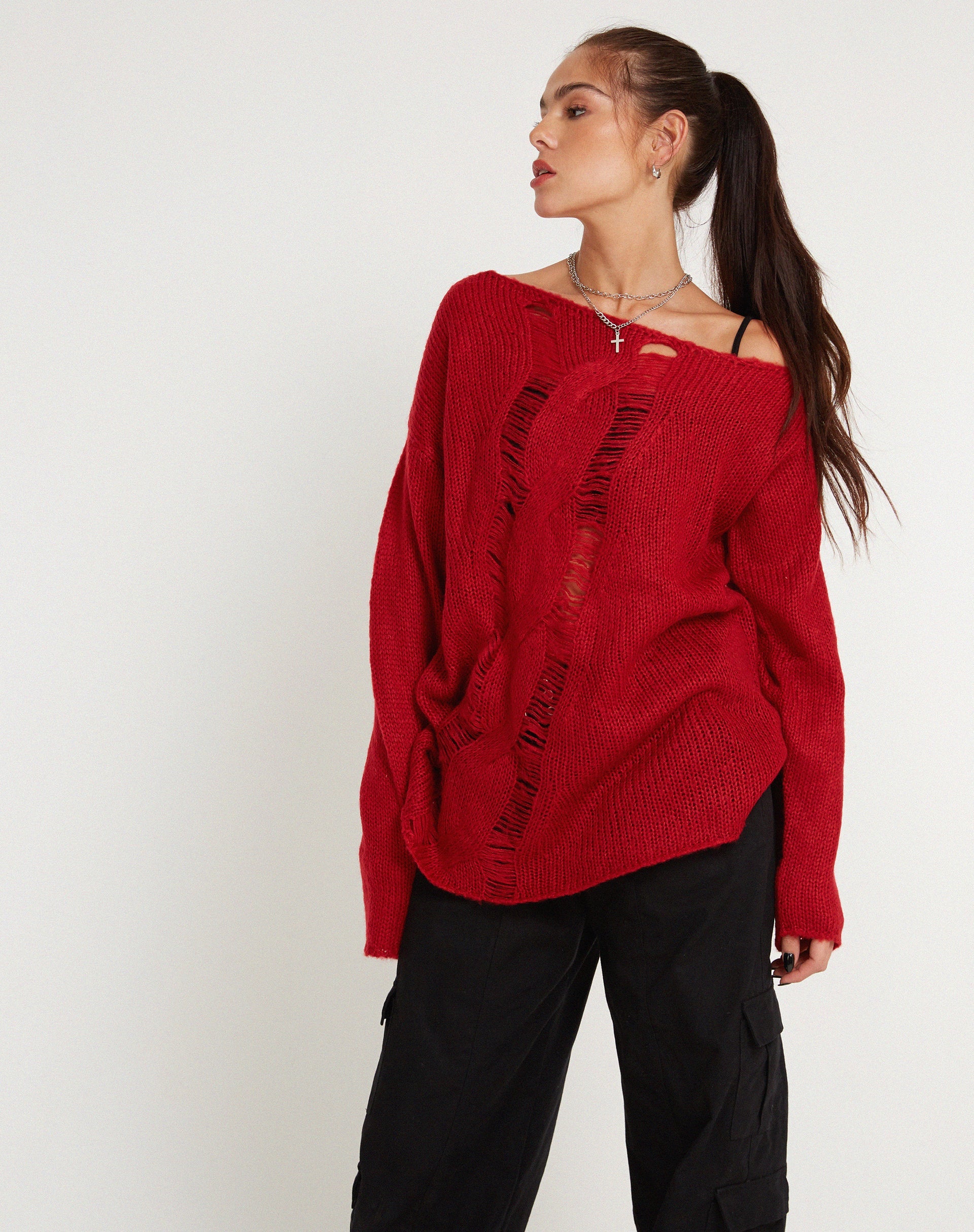 Image de Akohara Laddered Knitted Top in Molten Lava