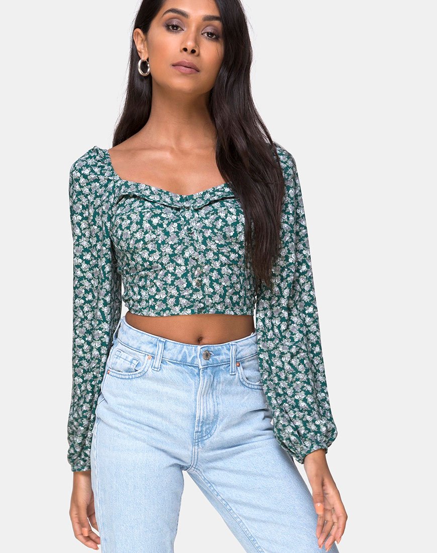 Image de Alor Crop Top in Floral Bloom Green