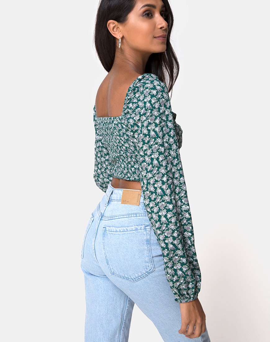 Image de Alor Crop Top in Floral Bloom Green