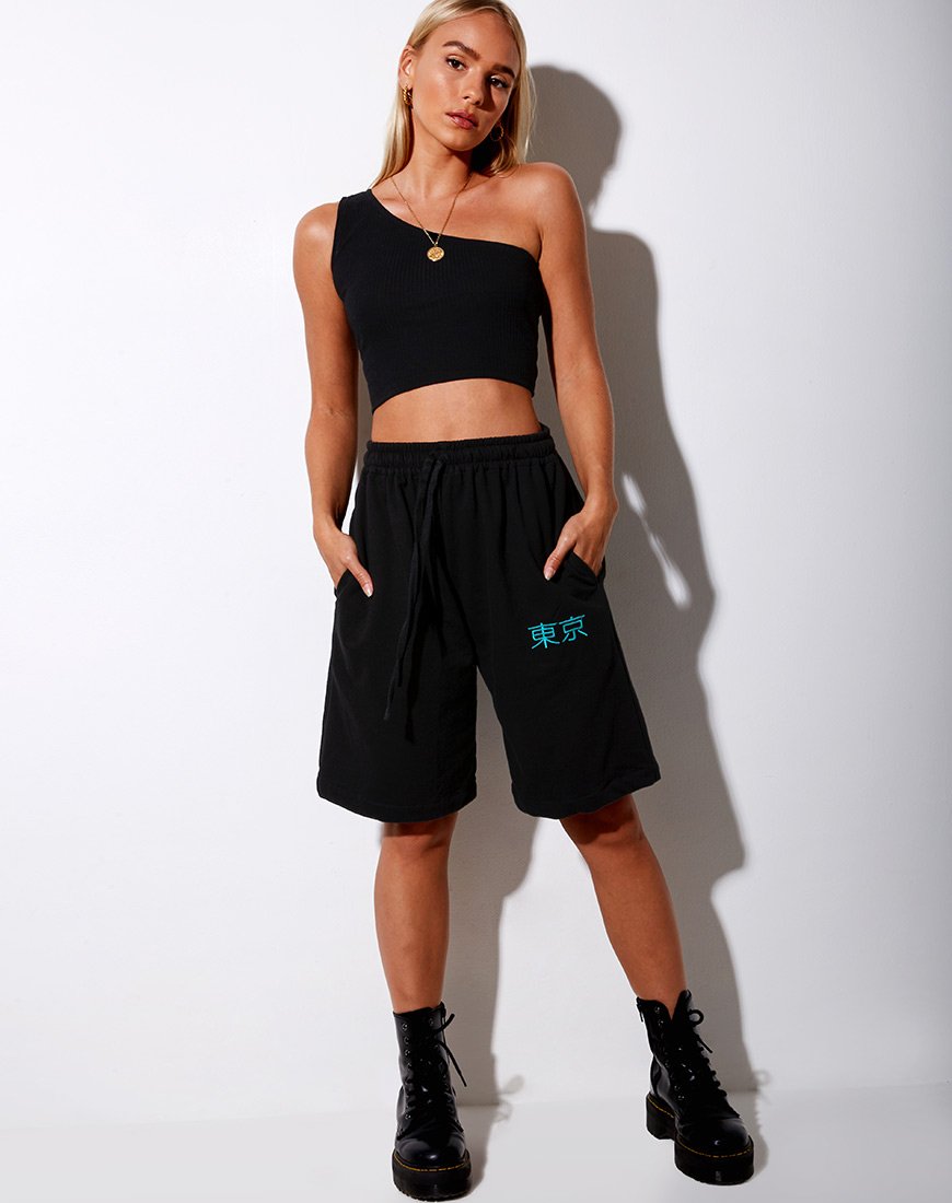 Image du short Alvaro en noir Broderie de Tokyo