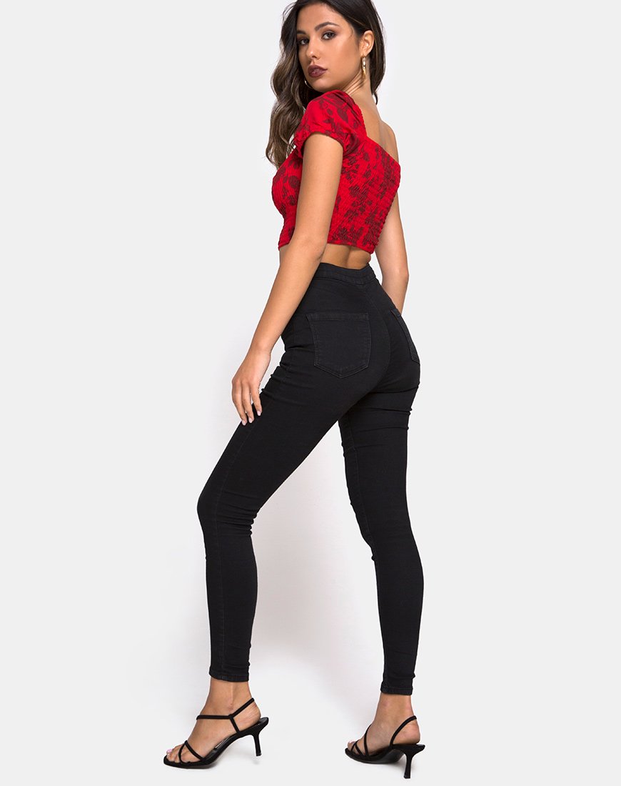 Image de Alya Crop Top in Tonal Floral Red