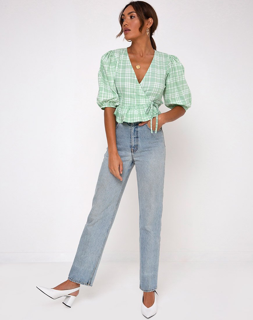 Image de Amiya Top in Table Cloth Neo Mint