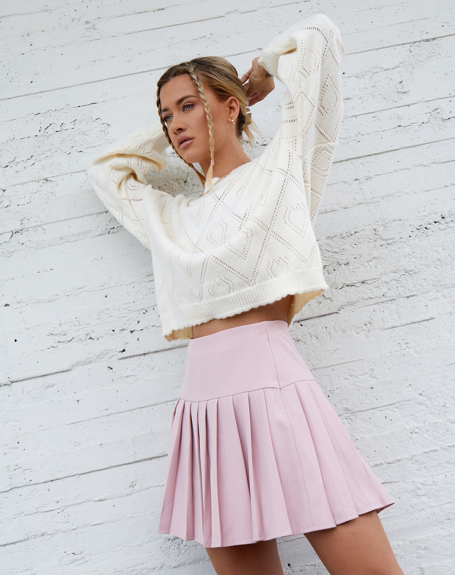 Image de Cason Mini Pleat Skirt in Soft Pink