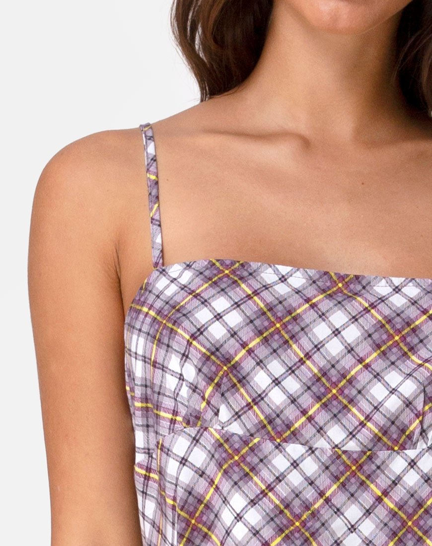 Image of Andin Slip Dress in Grunge Check Purple