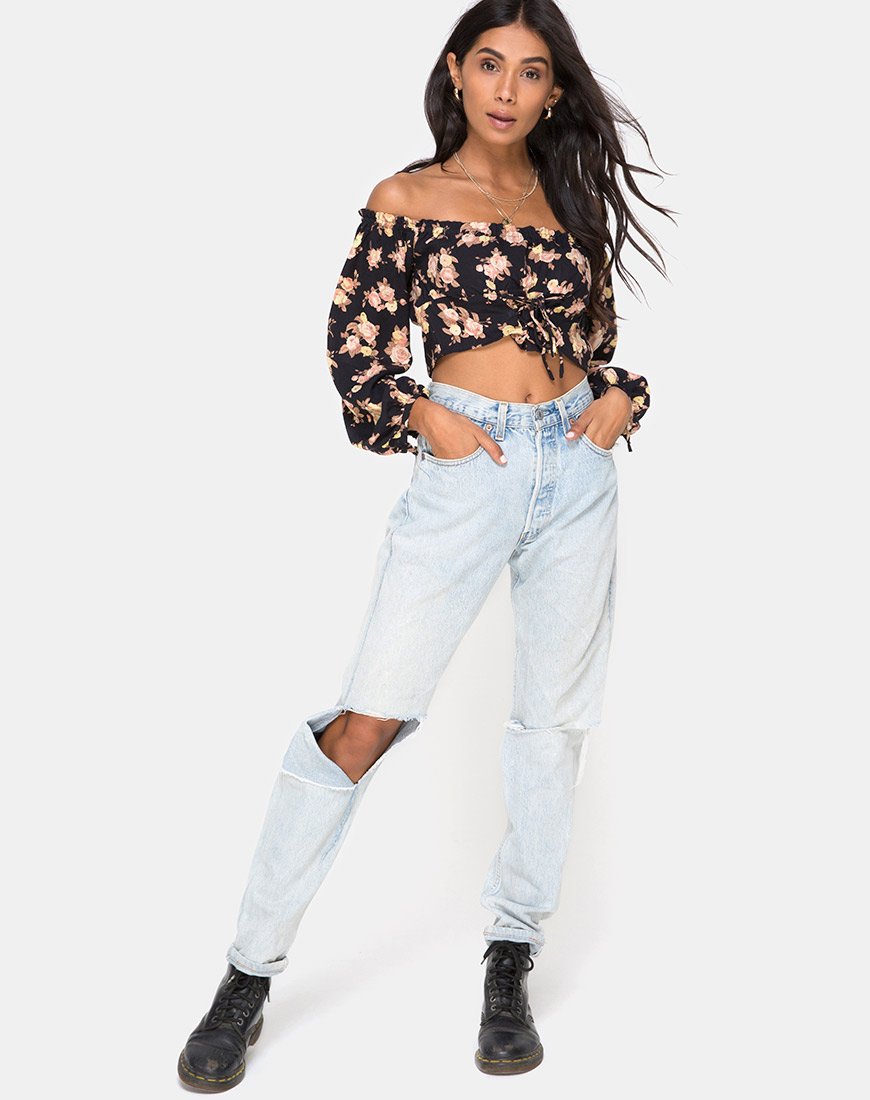 Image de Aneca Off The Shoulder Top in Antique Rose Black