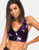 Image of Angel Crop Top in Plum Disc Sequin