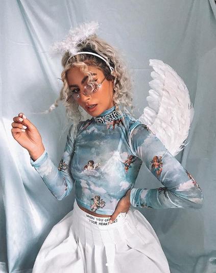 Image de Lara Crop Top in Angel Sky Blue Mesh